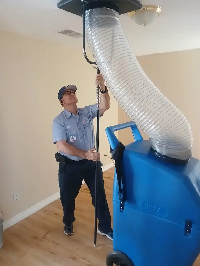 Mini Split Installation technician using HEPA equipment in Potomac